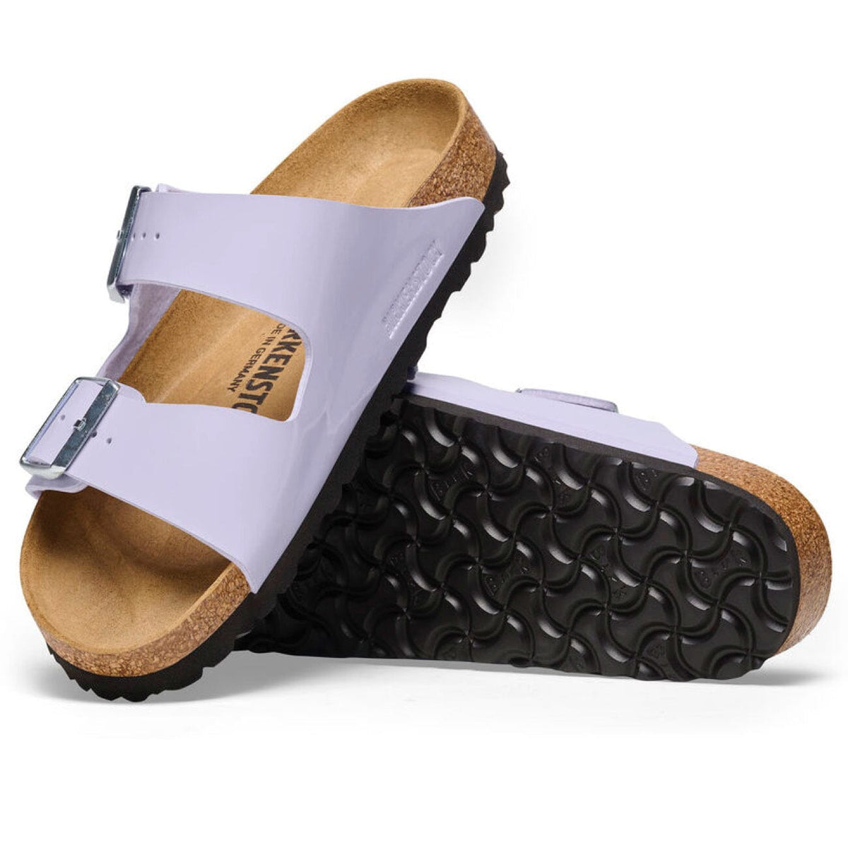 Birkenstock Arizona Patent Purple Fog Birko-Flor Narrow Fit Sandals Birkenstock Seasonal 