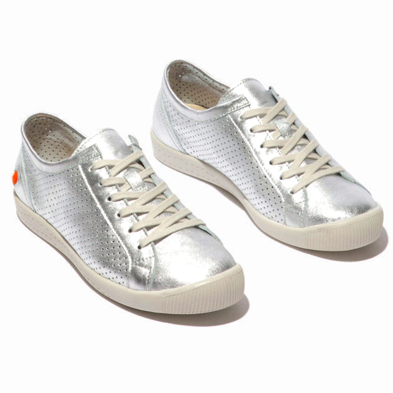Softinos, Ica388, Laceup Shoe, Laminato Leather, Silver Shoes Softinos Silver 36 