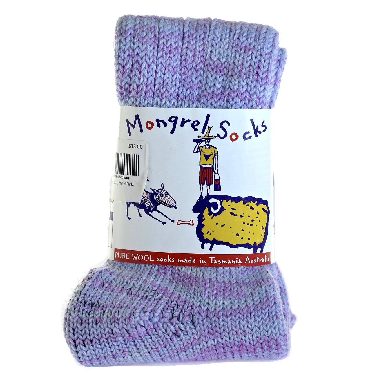 Pure Merino Wool Mongrel Socks, Pastel Pink Socks Mongrel Socks Pastel Pink XL 