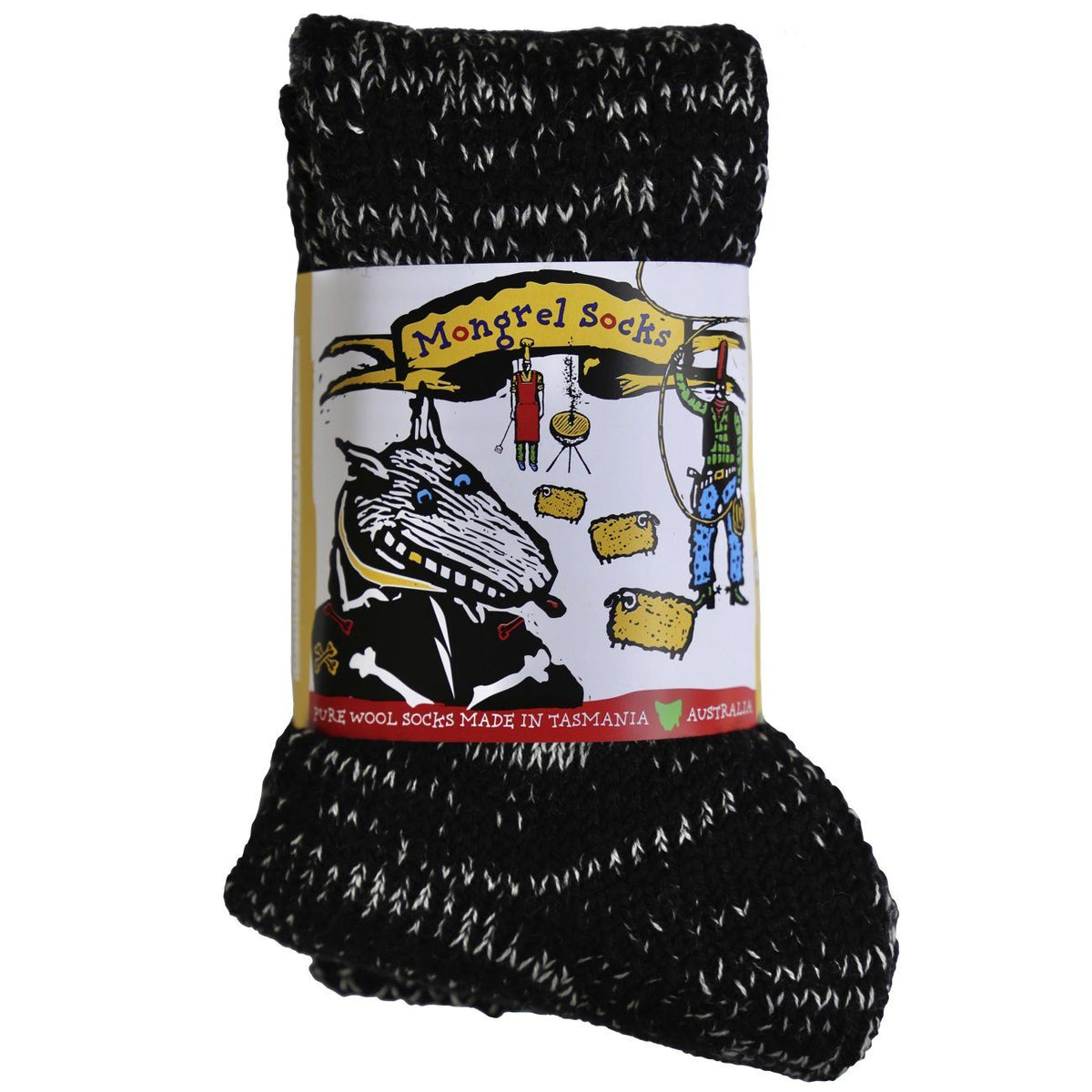 Pure Merino Wool Mongrel Socks, Black &amp; White Socks Mongrel Socks Black &amp; White XL 