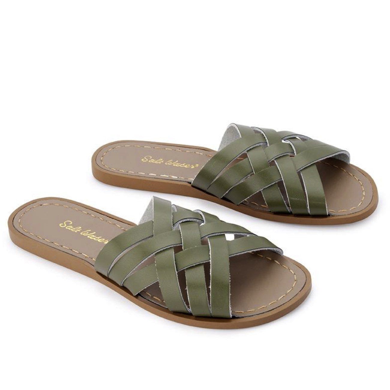 Salt Water Sandals, Retro Slide, Adult, Olive Sandals Salt Water Sandals Olive A6 
