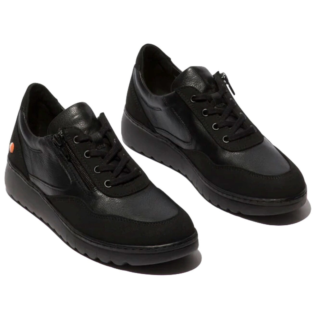 Softinos, Echo700, Laceup Shoe, Supple Leather &amp; Suede, Black w/ Black Suede Shoes Softinos Black w/ Black Suede 36 