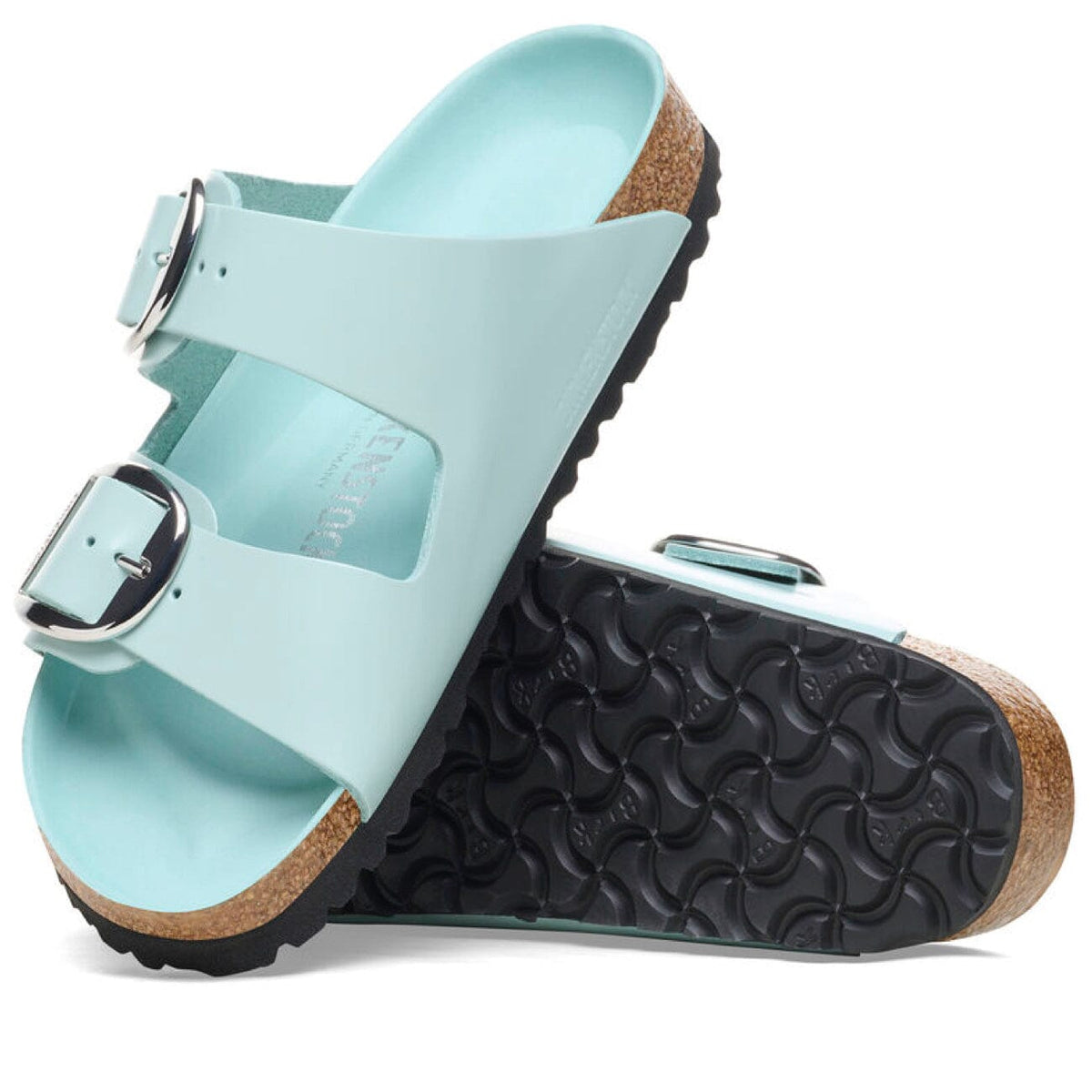 Birkenstock Seasonal, Arizona, Big Buckle, Natural/Patent Leather, Regular Fit, Surf Green Sandals Birkenstock Seasonal 