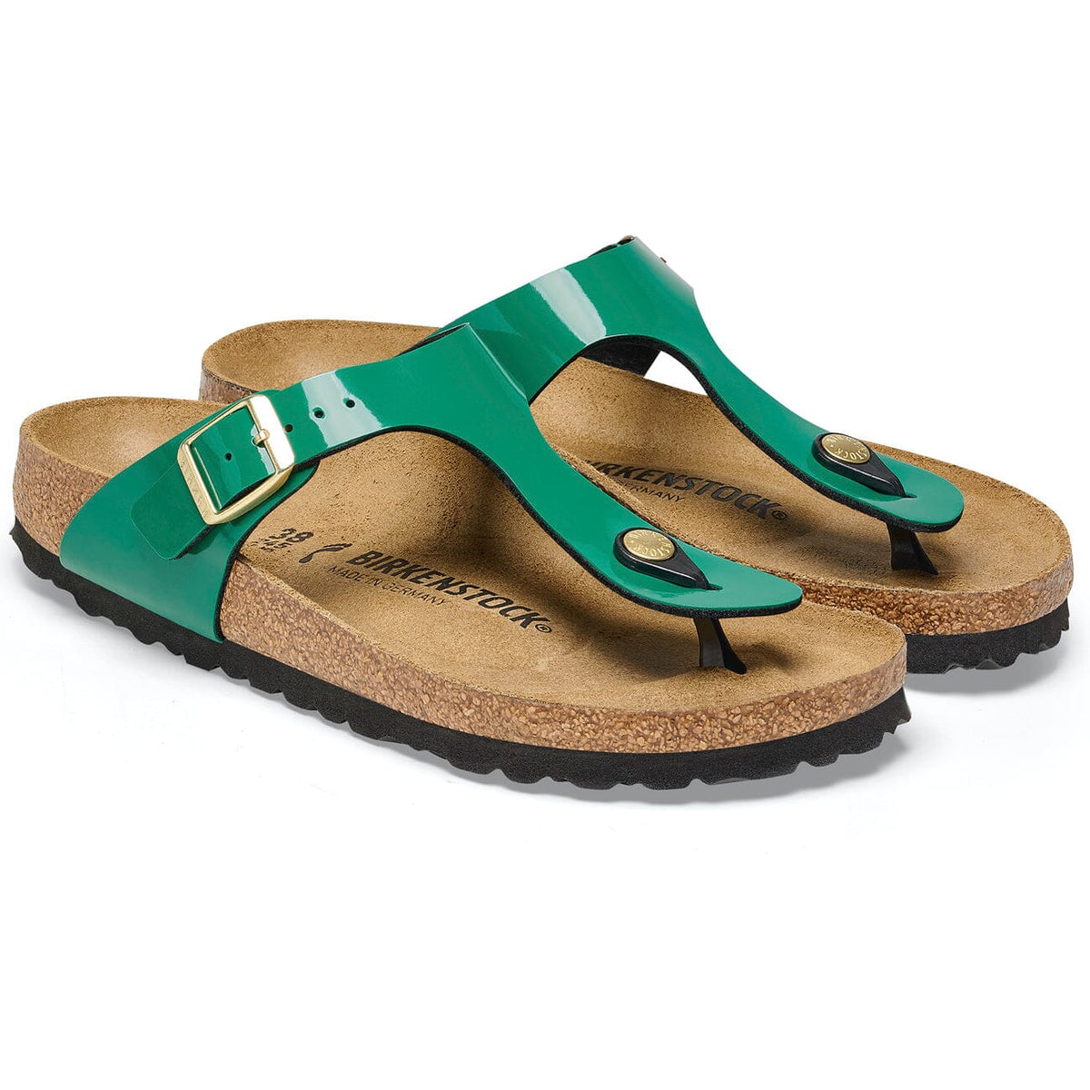 Birkenstock Gizeh Patent Digital Green Birko-Flor Regular Fit Sandals Birkenstock Seasonal 