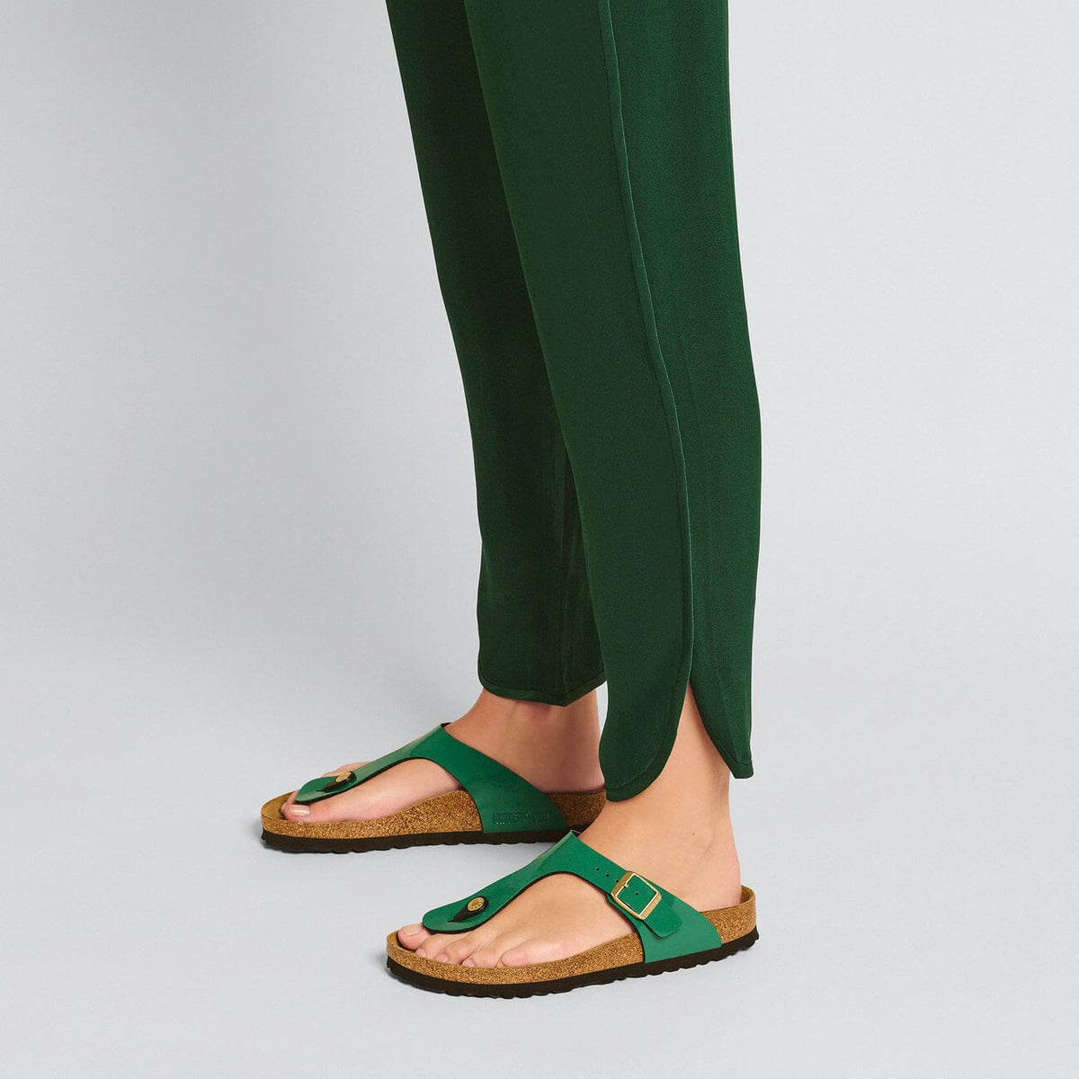 Birkenstock Gizeh Patent Digital Green Birko-Flor Regular Fit Sandals Birkenstock Seasonal 