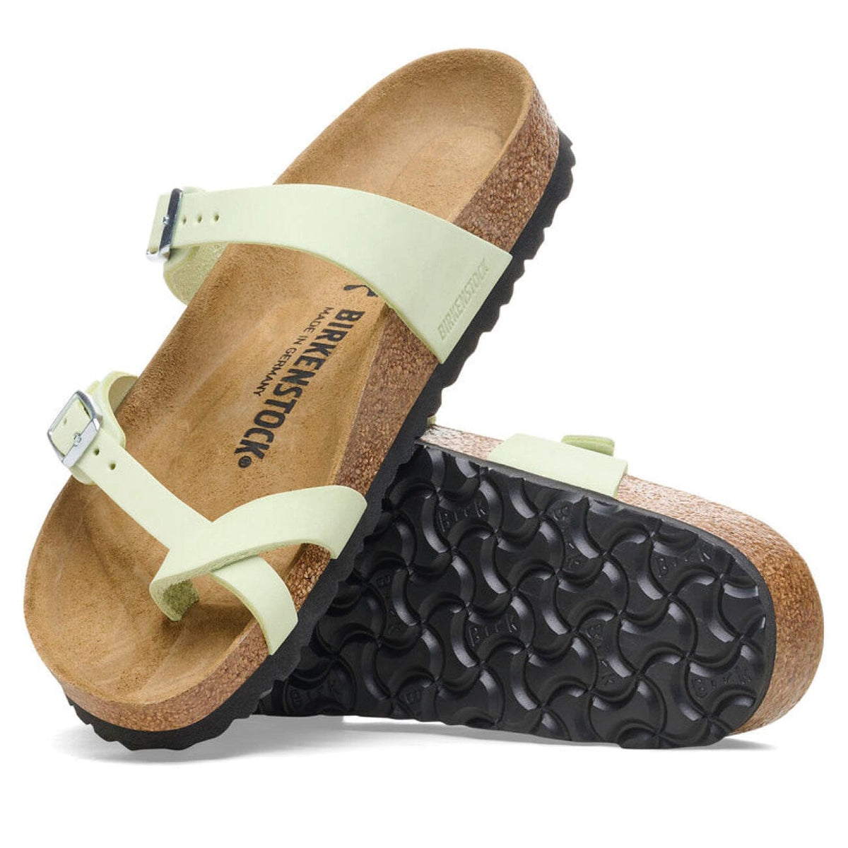 Birkenstock Seasonal, Mayari, Soft Nubuck Leather, Regular Fit, Faded Lime Sandals Birkenstock Seasonal 