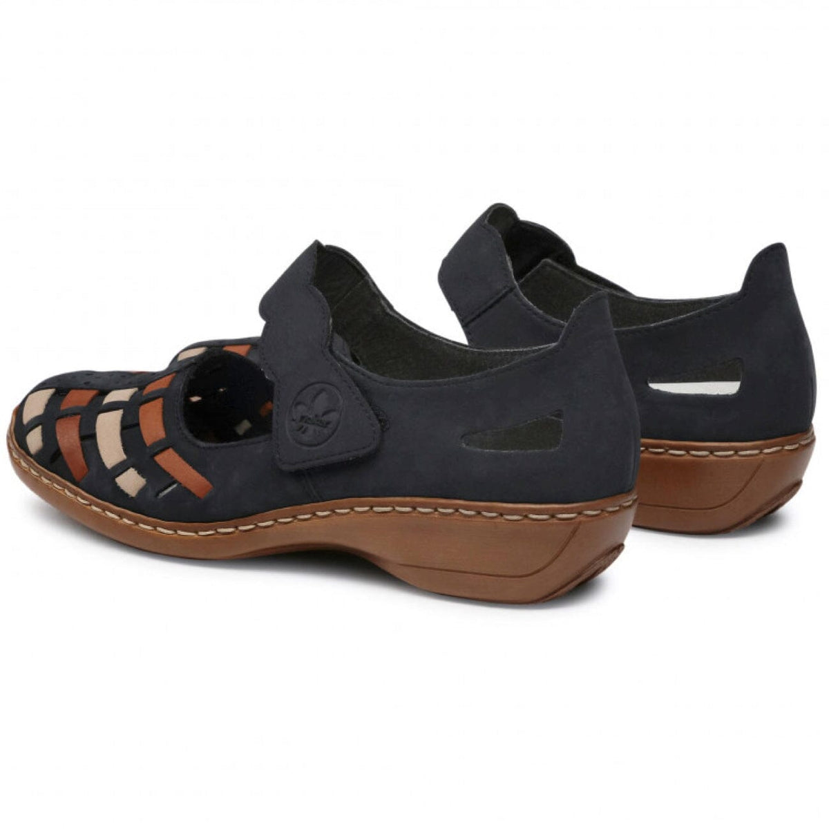 Rieker, Pazifik, Shoe, Leather, Navy/Brown/Beige Shoes Rieker 