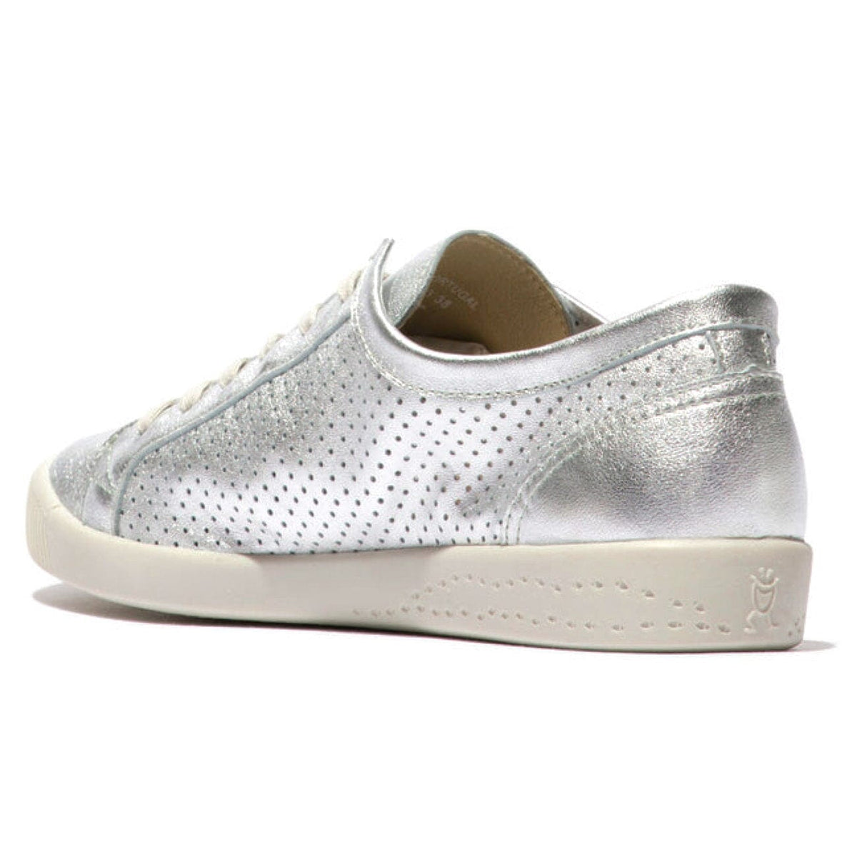 Softinos, Ica388, Laceup Shoe, Laminato Leather, Silver Shoes Softinos 