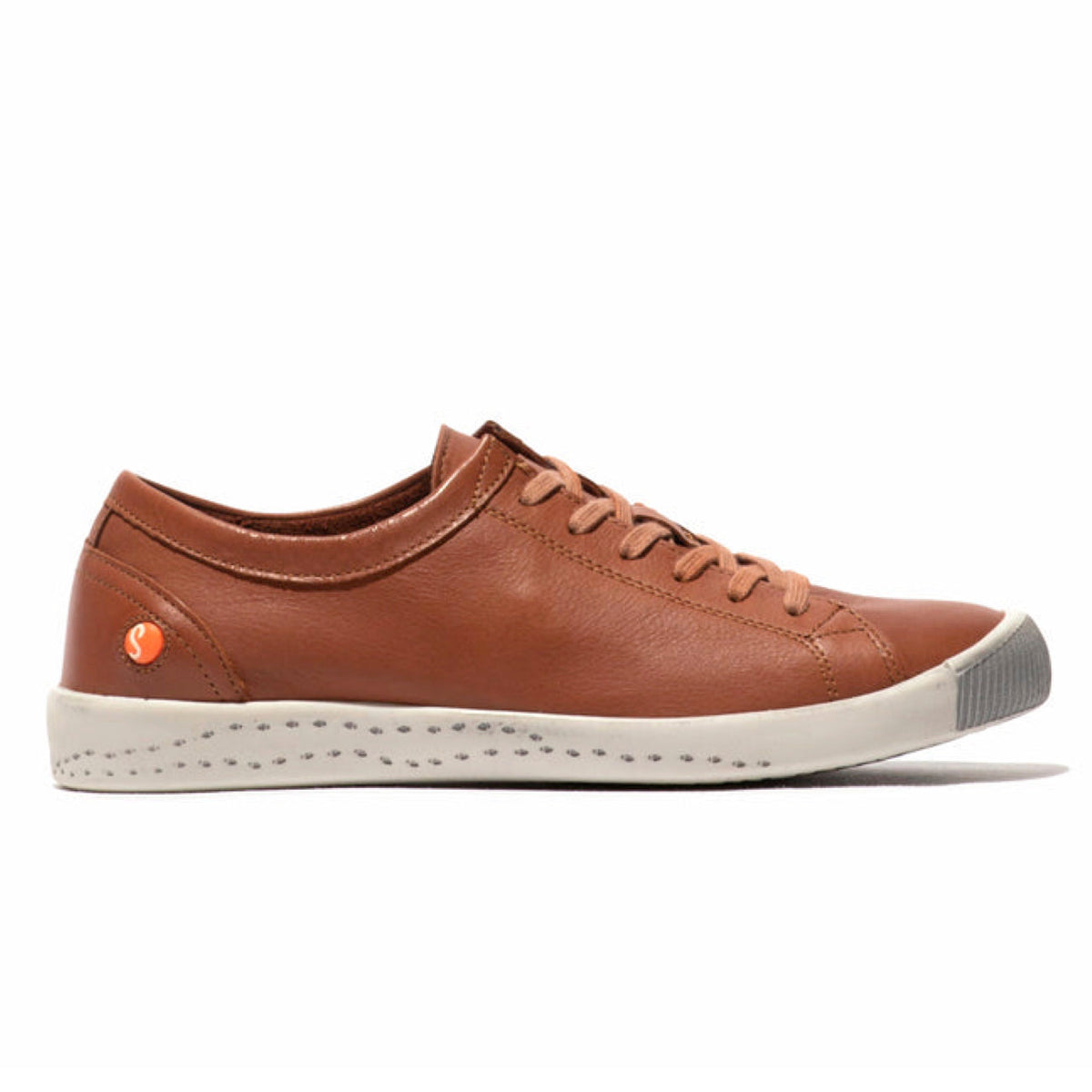 Softinos, Isla154, Laceup Shoe, Washed Leather, Cognac