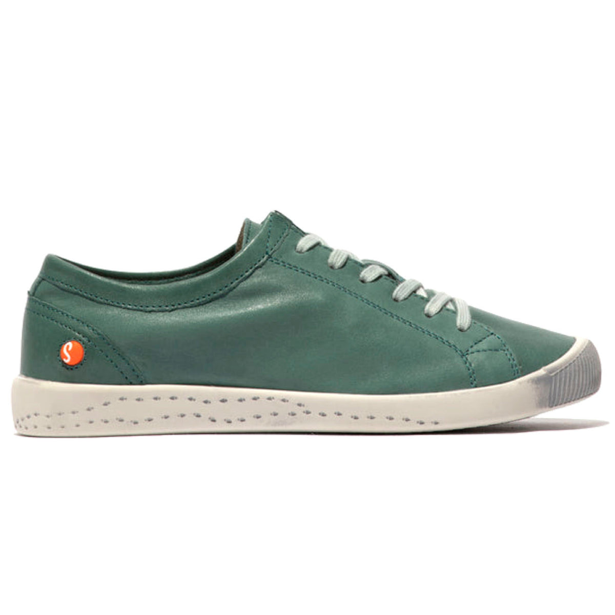 Softinos, Isla154, Laceup Shoe, Washed Leather, Green
