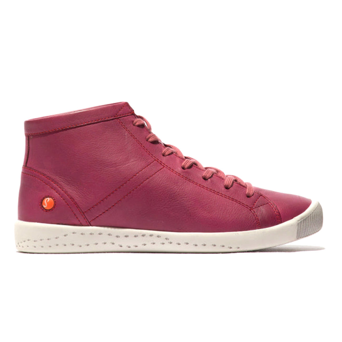 Softinos, Isleen268, Laceup Shoe, Washed Leather, Dark Red