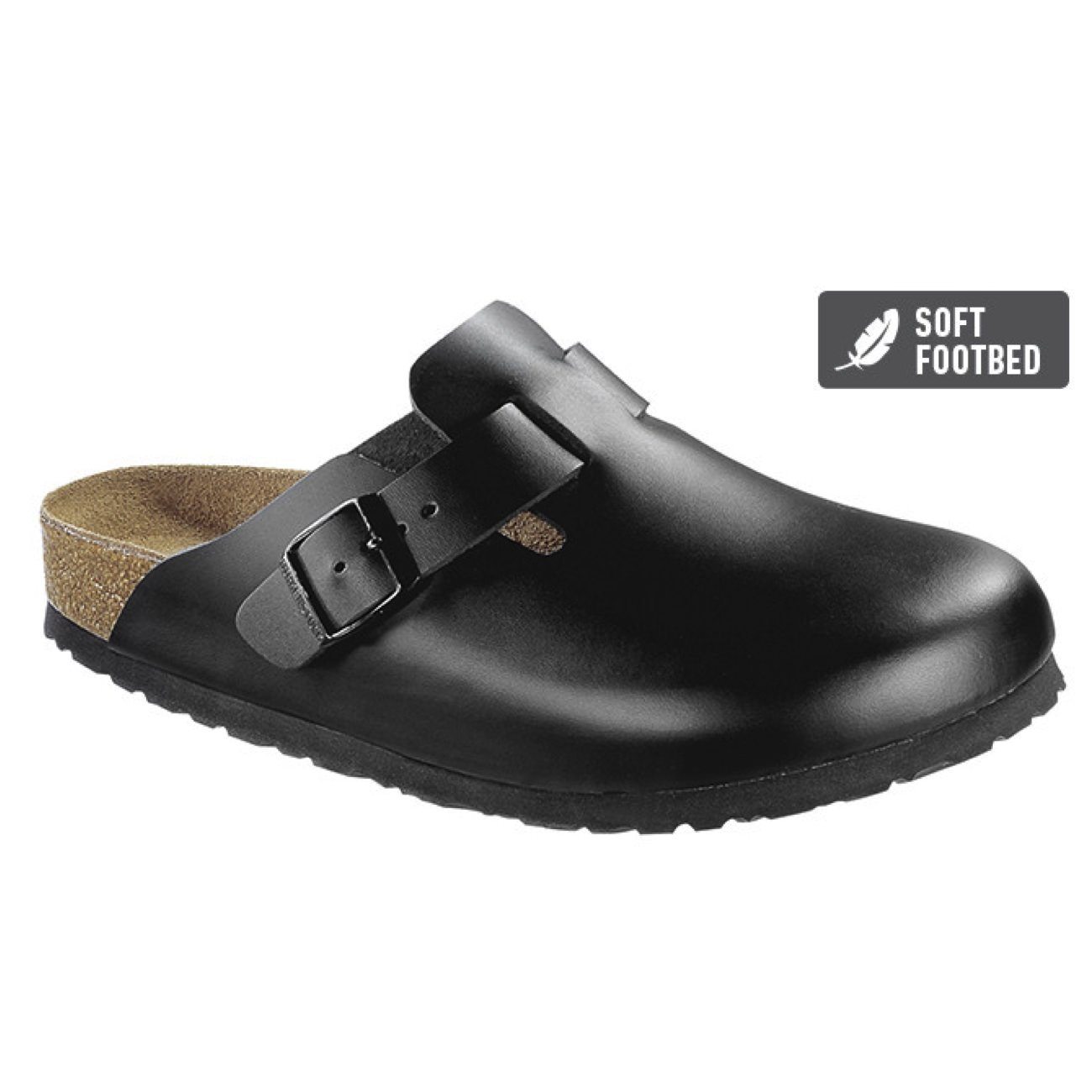 Birkenstock Classic, Boston, Soft-Footbed, Narrow Fit, Smooth Leather, Black Clogs Birkenstock Classic Black 36 