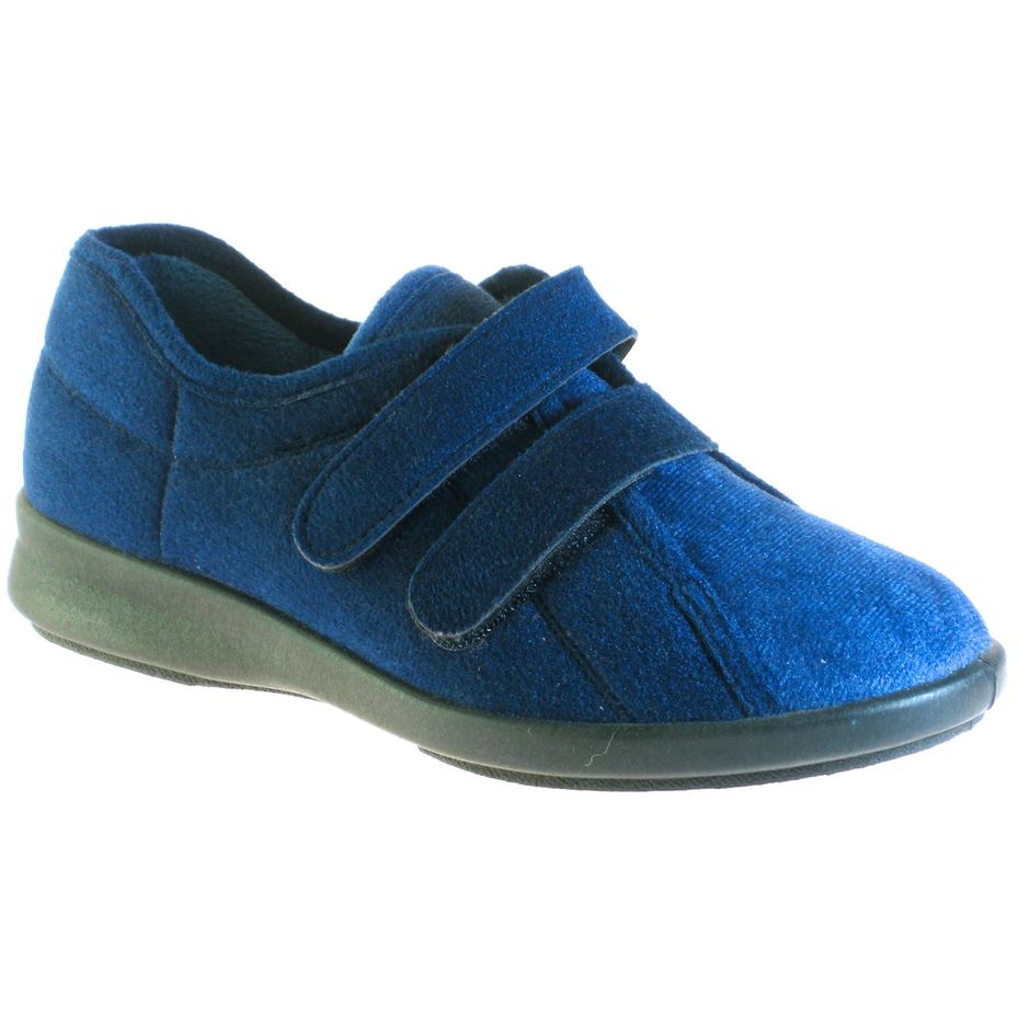 Easy B, Eunice, Wide Fit, Textile House Shoes Easy B / Comfort & Fit Pty Ltd Navy/Sky Blue W7 
