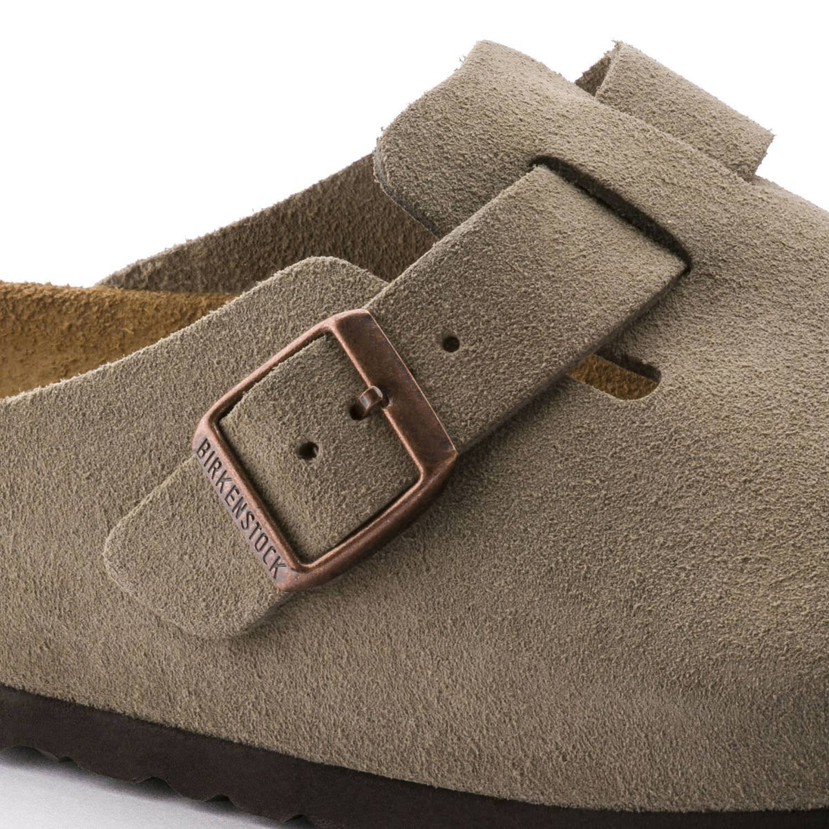 Birkenstock Boston, Narrow Fit, Soft Footbed, Suede Leather, Taupe Clogs Birkenstock Classic 