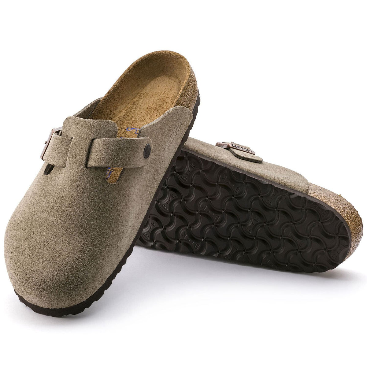 Birkenstock Boston, Narrow Fit, Soft Footbed, Suede Leather, Taupe Clogs Birkenstock Classic 