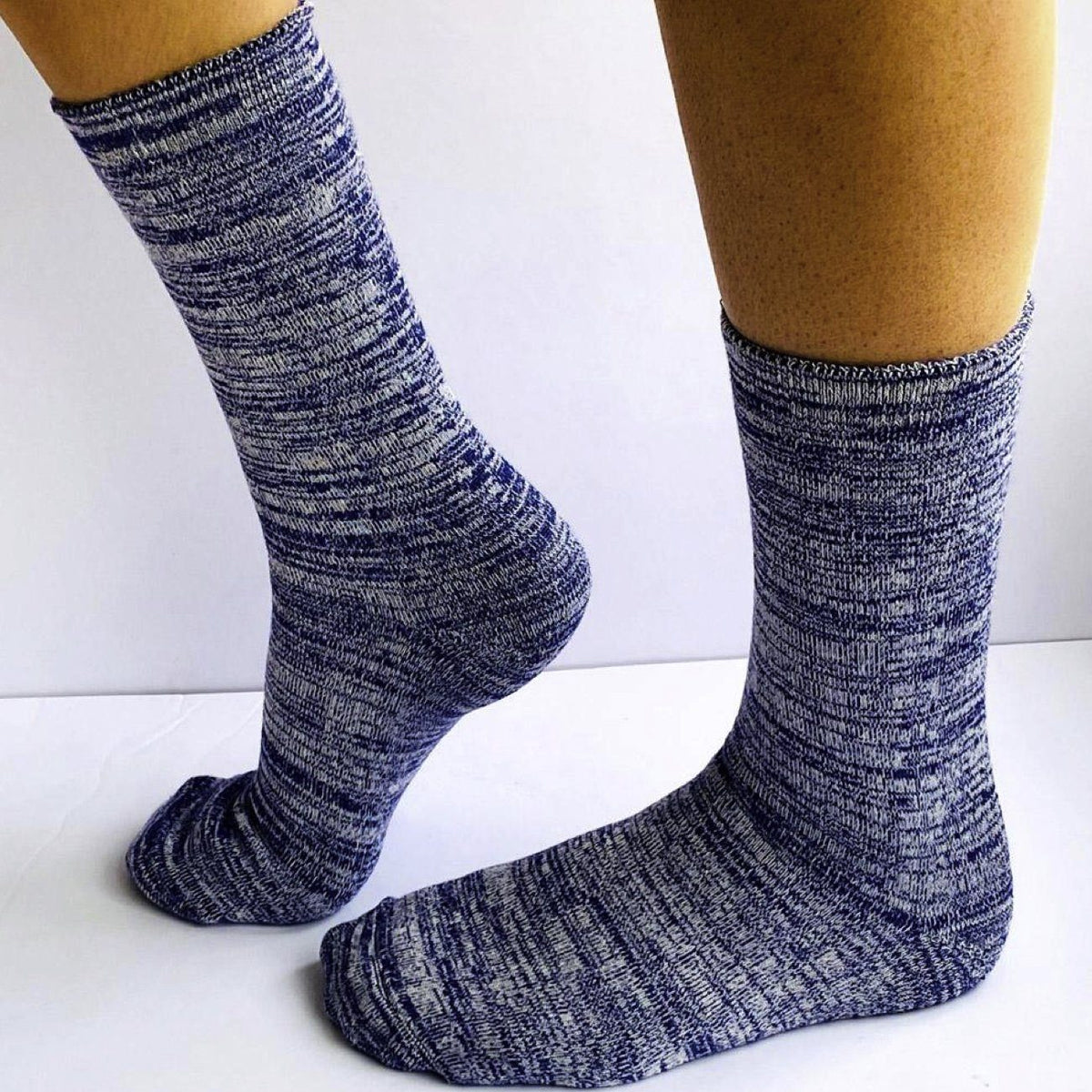 Mongrel Socks, Bamboo Full Cushion, Hypoallergenic, Antibacterial, Eco Friendly, Blue &amp; White Socks Mongrel Socks 