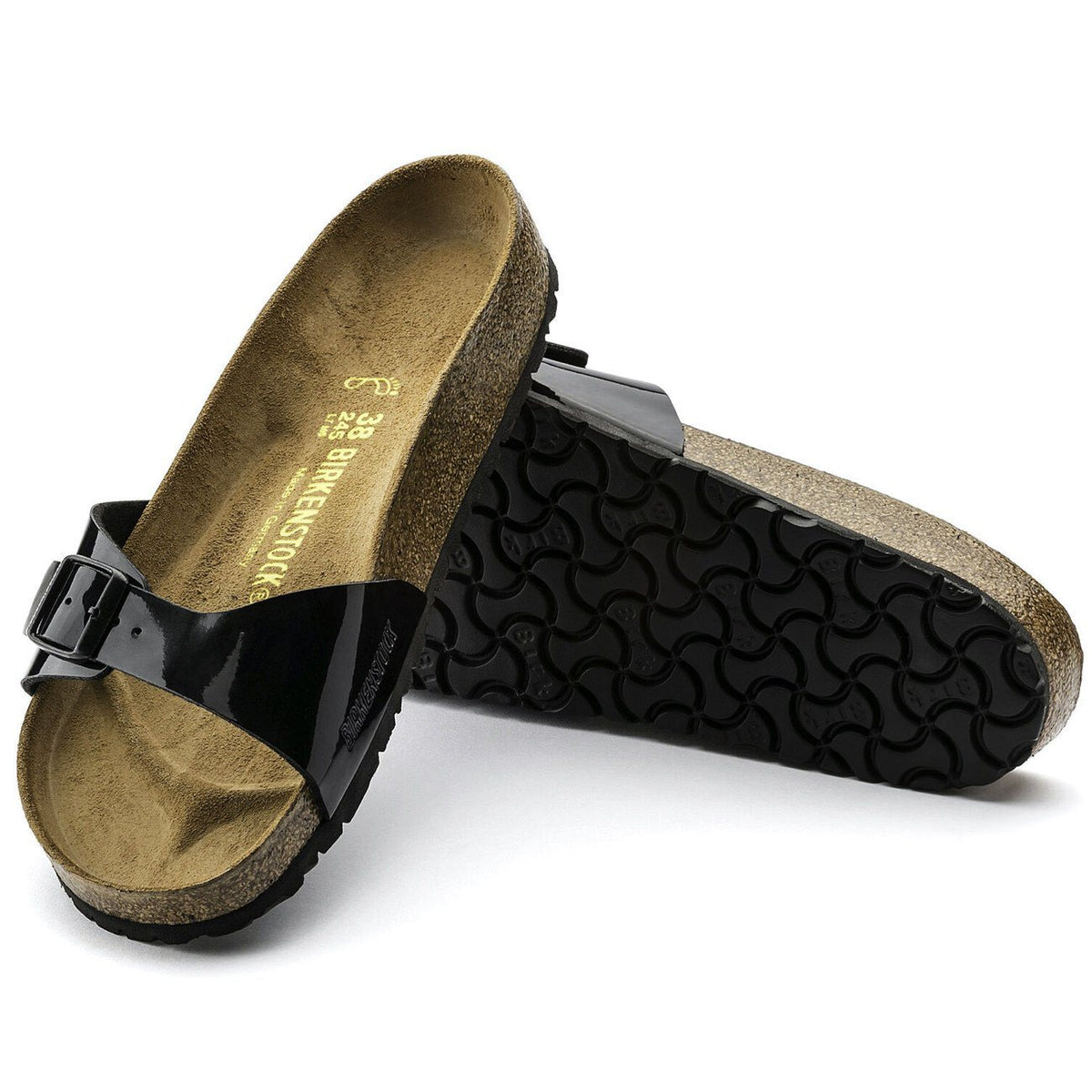 Birkenstock Classic, Madrid, Birko Flor, Regular Fit, Black Patent Sandals Birkenstock Classic 