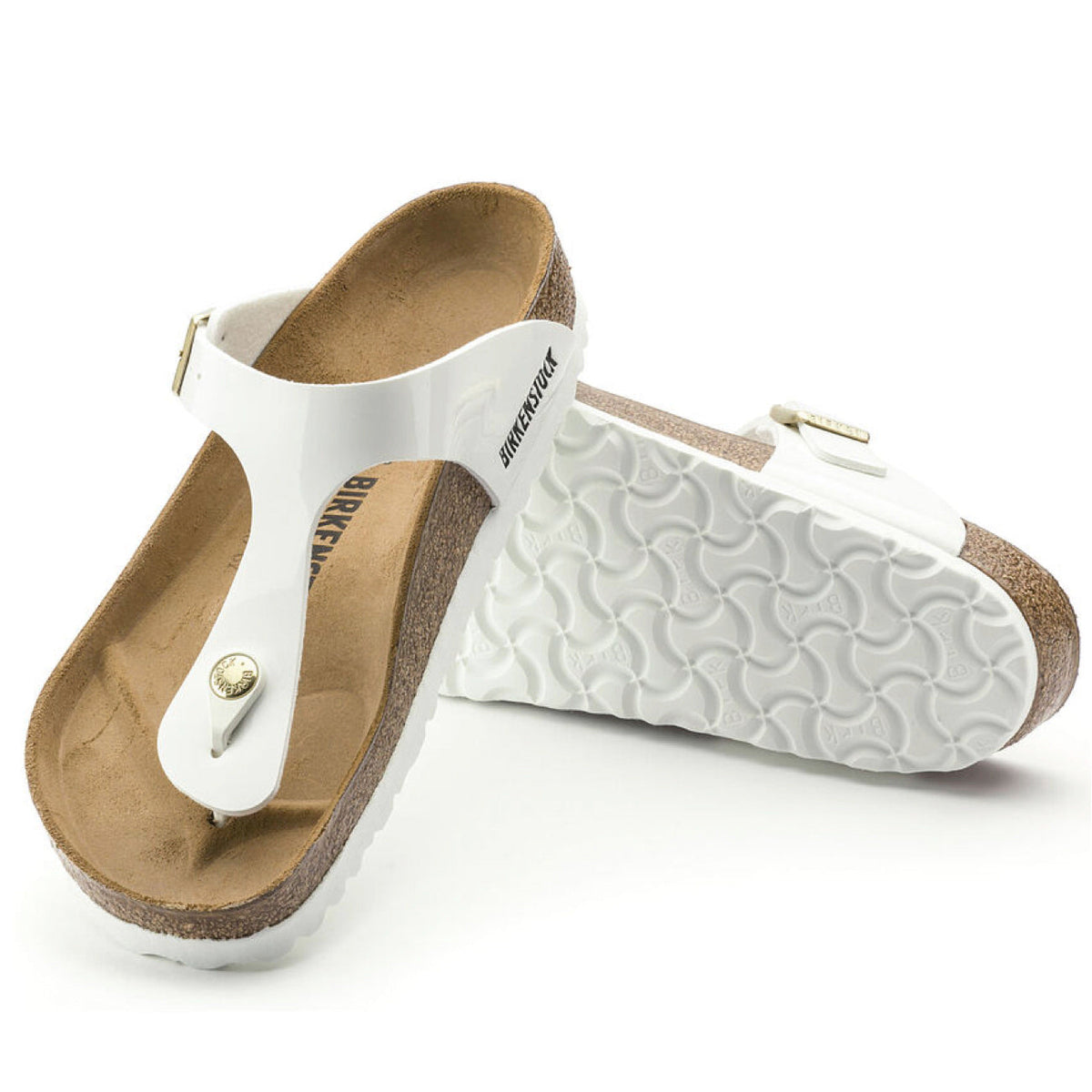 Birkenstock Classic, Gizeh, Birko-Flor Patent, Regular Fit, White Sandals Birkenstock Seasonal 