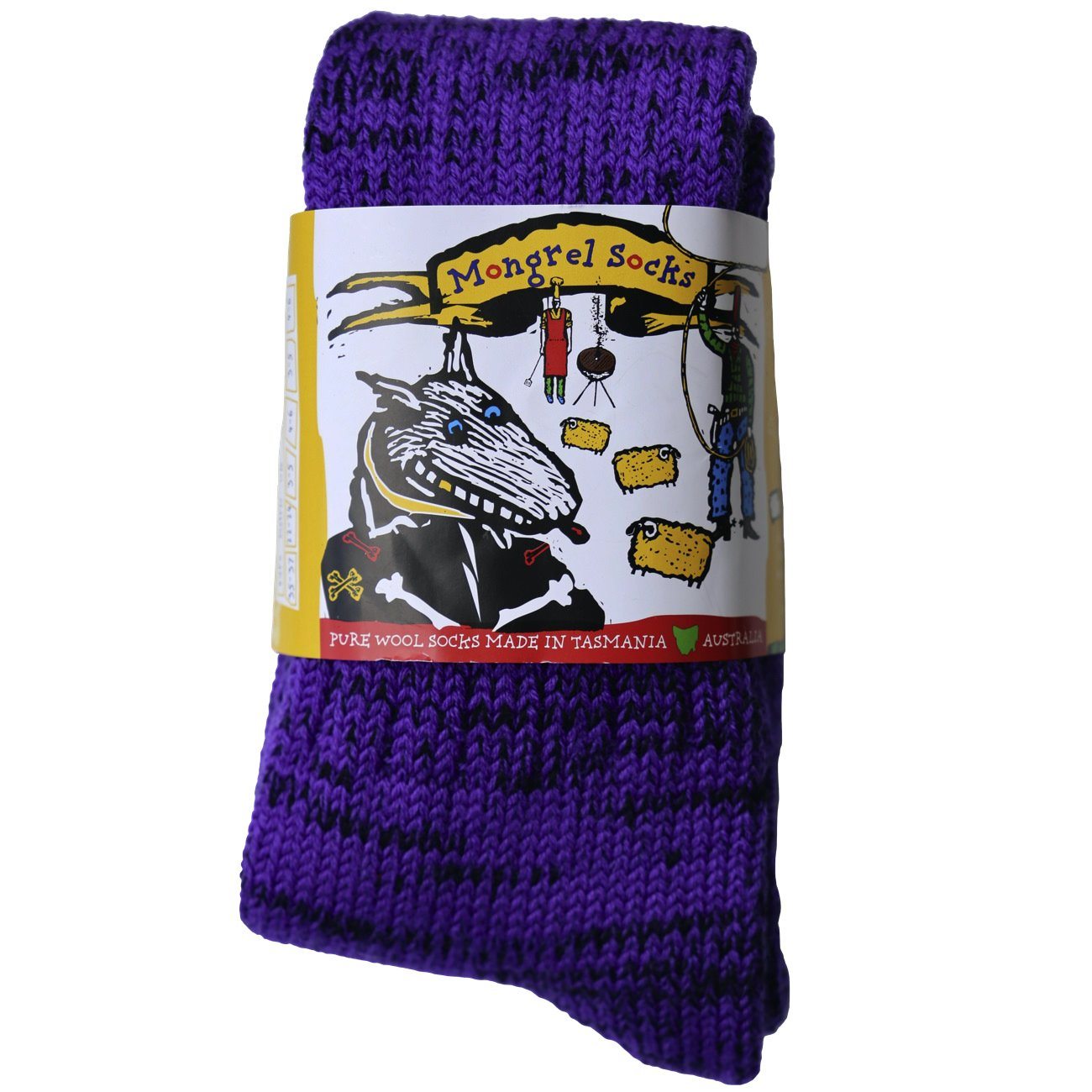 Pure Merino Wool Mongrel Socks, Purple Black Socks Mongrel Socks Purple Black Small 