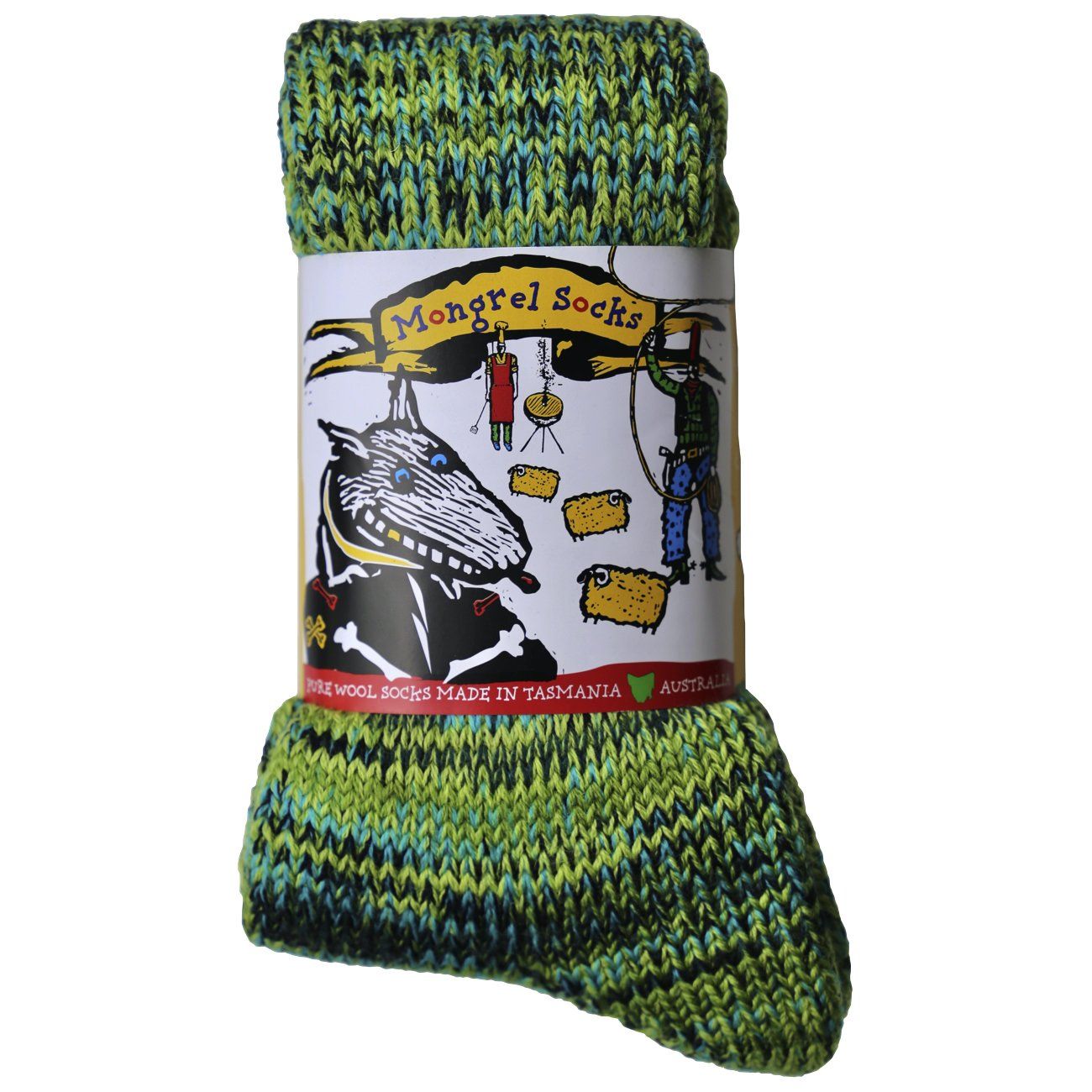 Pure Merino Wool Mongrel Socks, Very Green - Birkenstock Hahndorf