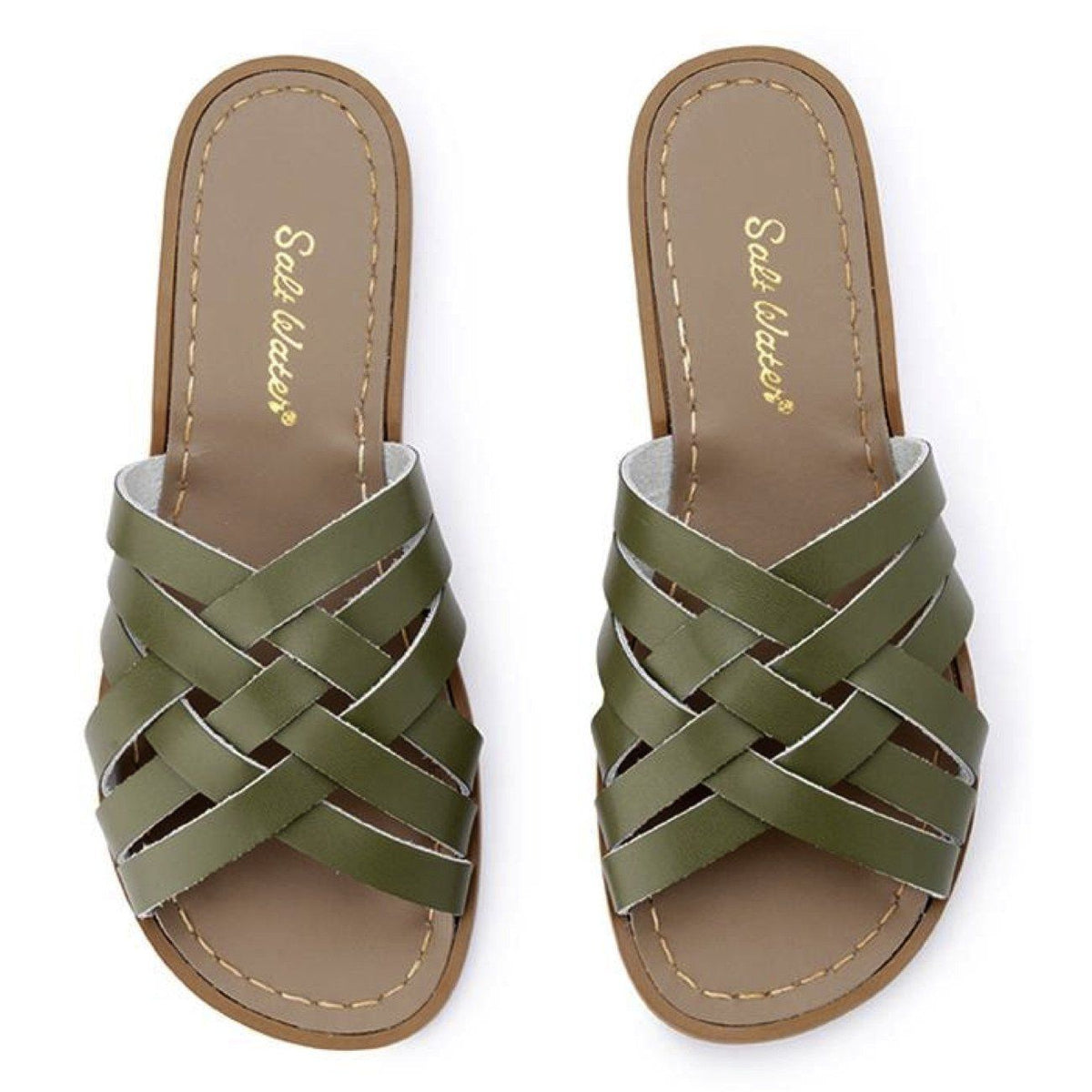Salt Water Sandals, Retro Slide, Adult, Olive Sandals Salt Water Sandals Olive A6 