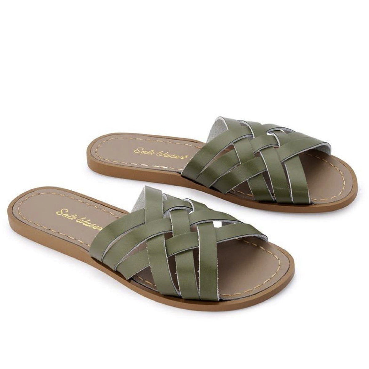 Salt Water Sandals, Retro Slide, Adult, Olive Sandals Salt Water Sandals 