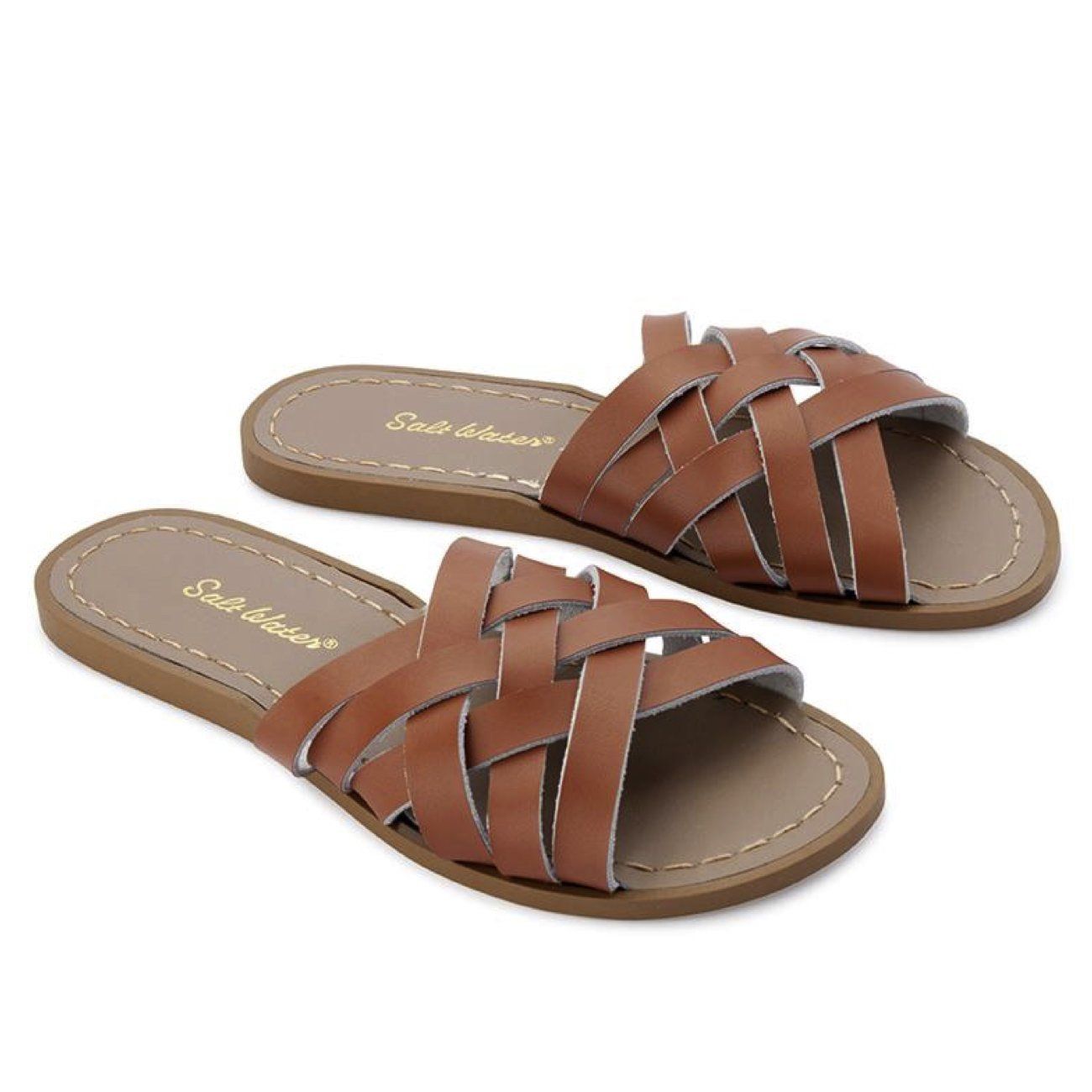 Salt Water Sandals, Retro Slide, Adult, Tan Sandals Salt Water Sandals Tan A4 